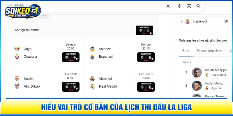 Hiểu vai trò cơ bản của lịch thi đấu La Liga