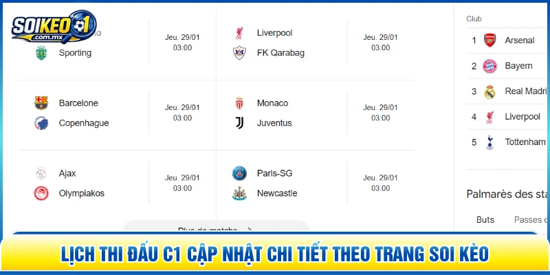 Lịch thi đấu C1